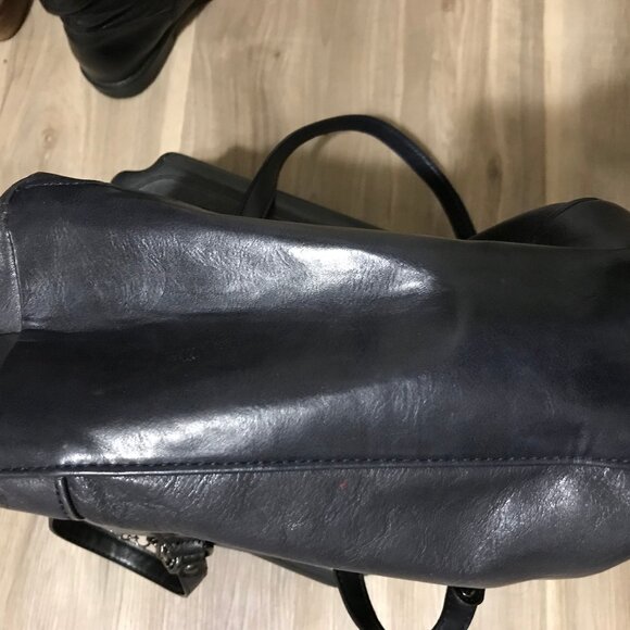 La Diva Ladies Charcoal And Black Italian Leather Purse/Shoulder Bag - Picture 4 of 5